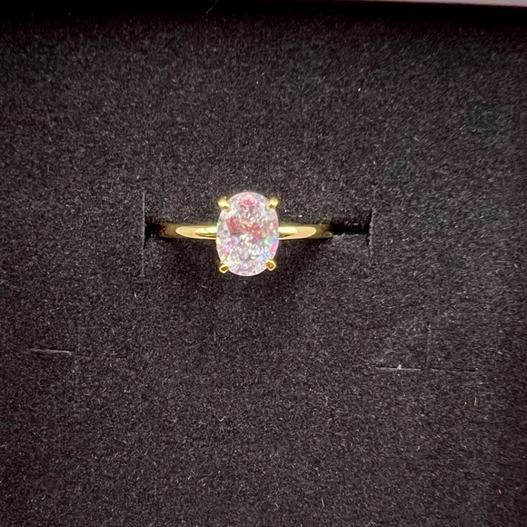 NIB 925 Sterling Silver 14K Gold Plated & 1 CT Zircon Ring Size 8 - Picture 16 of 16